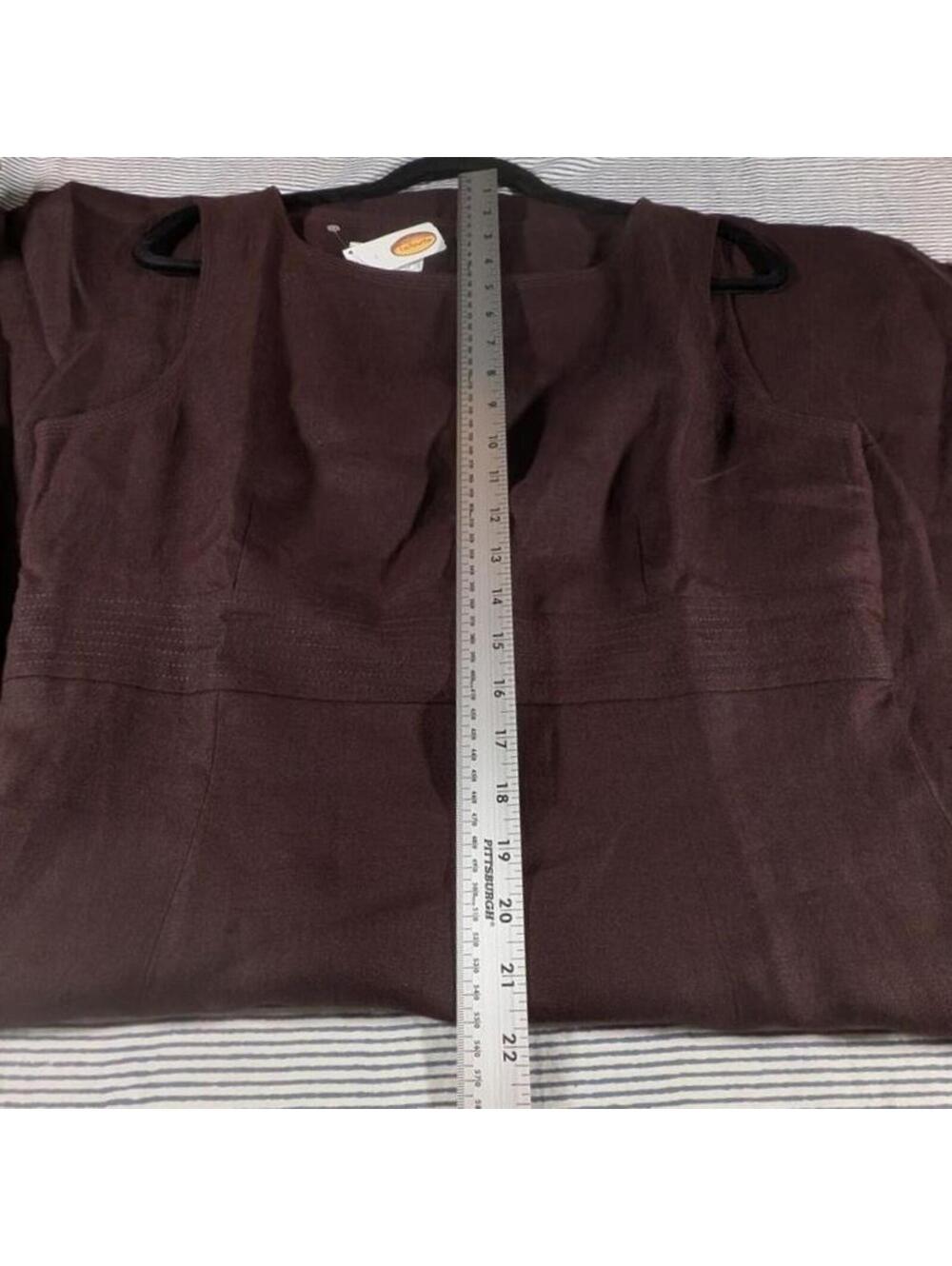 NEW Talbots Size 14 Brown 100% Irish Linen Fit and Flare Dress Y2K Quiet Luxury - Picture 15 of 15